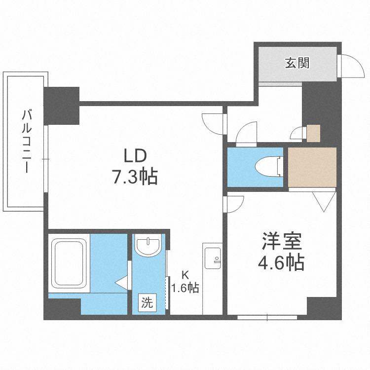 LEVANTE元町(1LDK/7階)の間取り写真