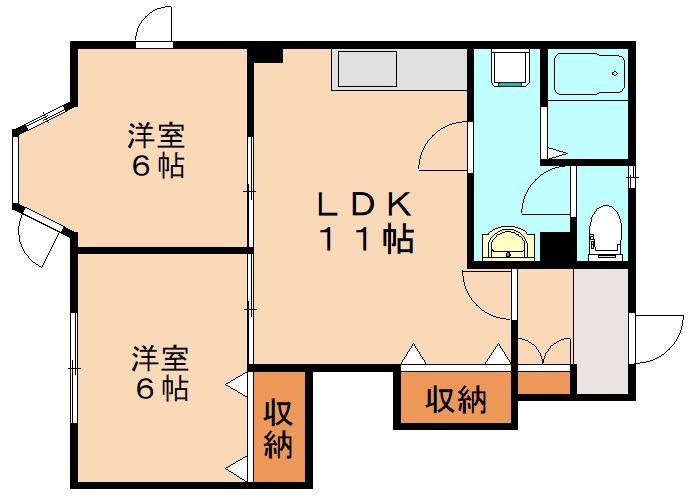Rアベニール(2LDK/1階)の間取り写真