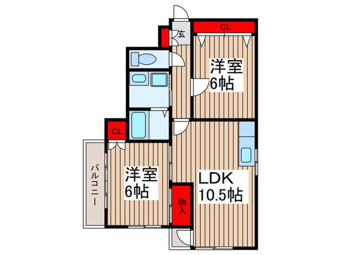 メゾンクレール(2LDK/1階)の間取り写真