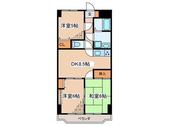 スアイナーカーウ(3DK/2階)の間取り写真
