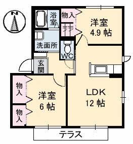 オレンジカーサ 壱番館(2LDK/1階)の間取り写真