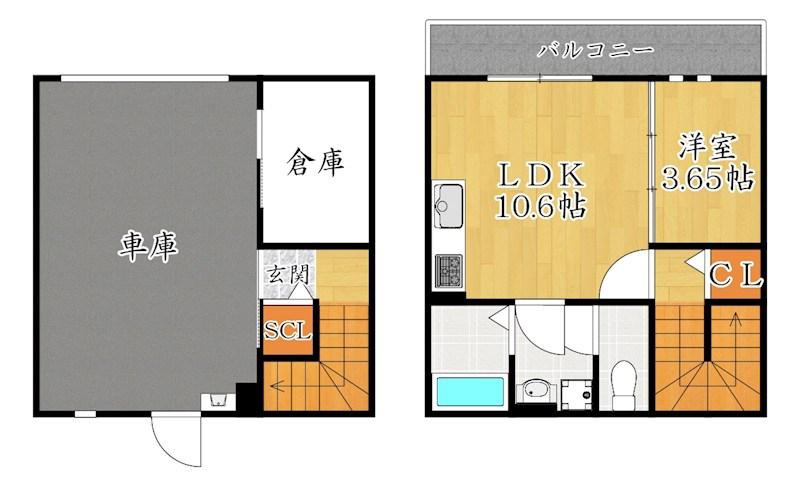 スパッツィオ フェリーチェ(1LDK/1階)の間取り写真