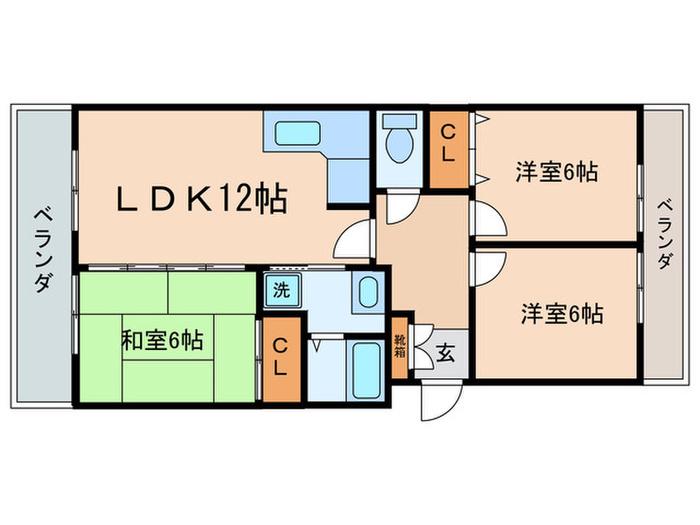 ソルクレスト瀬田(3LDK/2階)の間取り写真