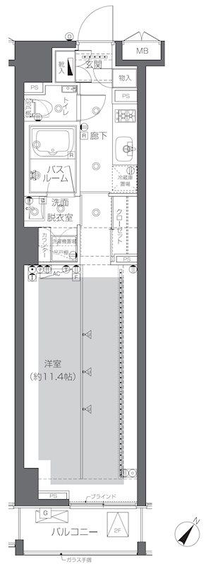ZOOM渋谷神山町(1K/1階)の間取り写真