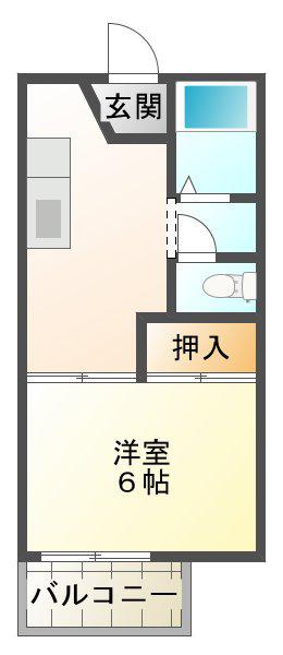 中津ハイツ(1DK/1階)の間取り写真