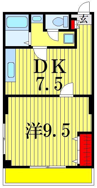 大和マンション(1DK/3階)の間取り写真
