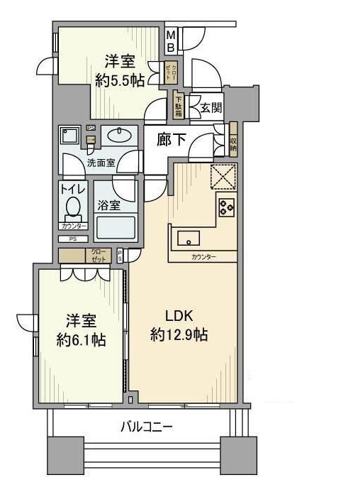 レグノ・フォルテ二番町(2LDK/12階)の間取り写真
