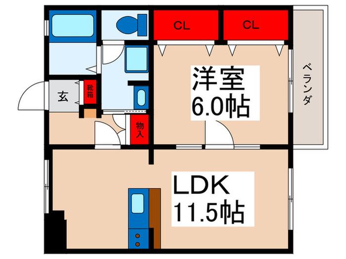 コオポスアペアII(1LDK/2階)の間取り写真