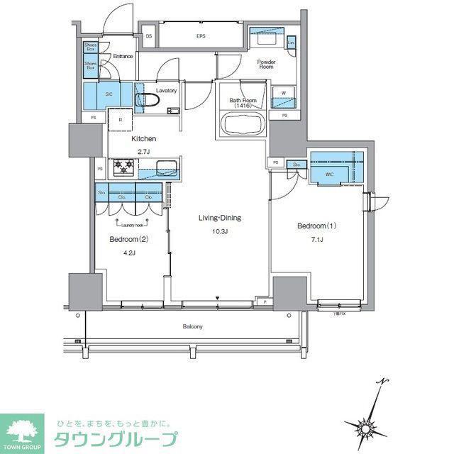 ルフォンプログレ渋谷ヒルトップ(2LDK/16階)の間取り写真