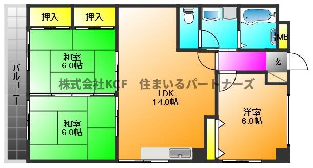 ライトハウス(3LDK/1階)の間取り写真