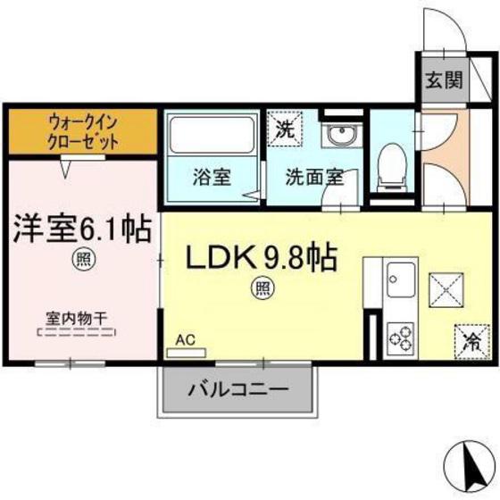 グランソレイユ(1LDK/1階)の間取り写真