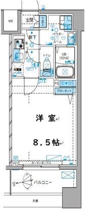ジェノヴィア大島駅スカイガーデン(1K/11階)の間取り写真