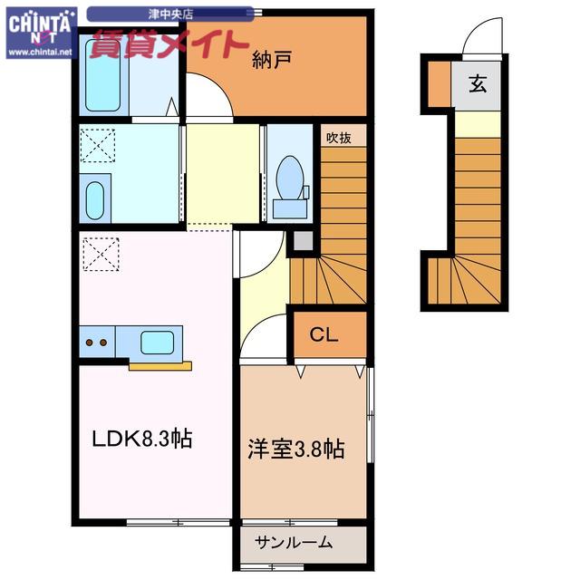 AKATSUKIMAISON部 III(1LDK/2階)の間取り写真