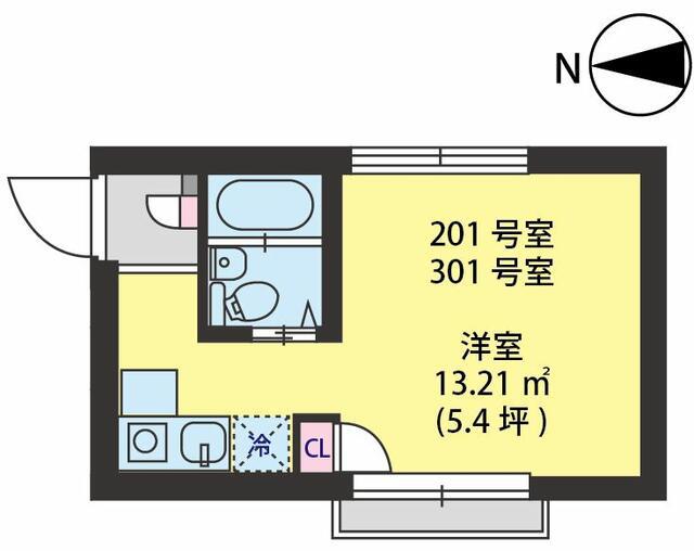 VILLA YUTAKACHO(ワンルーム/2階)の間取り写真