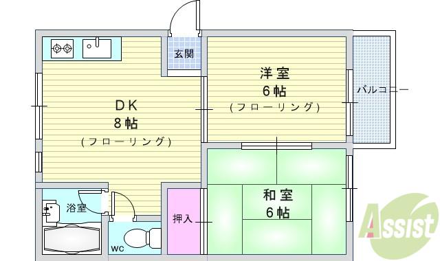 太田ハイツ(2DK/2階)の間取り写真