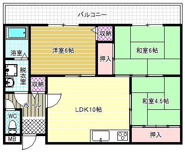 エクセレント玉手(3LDK/2階)の間取り写真
