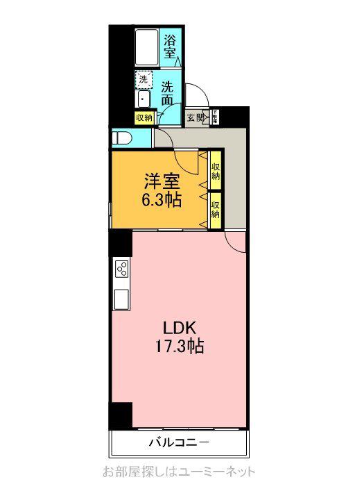 CASAGRAN鹿児島(1LDK/4階)の間取り写真