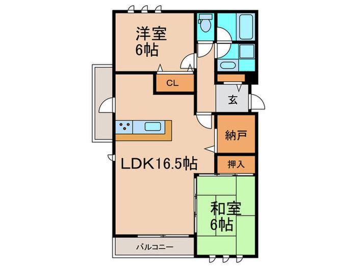 セントラルカミヤシロ(2LDK/1階)の間取り写真