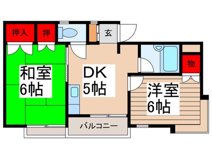ストークハイツ花島(2DK/1階)の間取り写真