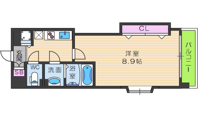 LUXE難波西II(1K/6階)の間取り写真