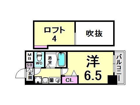 エステムコート神戸県庁前IIIフィエルテ(1K/6階)の間取り写真