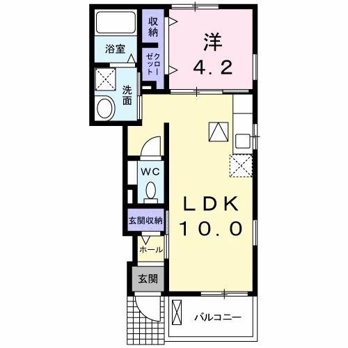 プレミール原A(1LDK/1階)の間取り写真