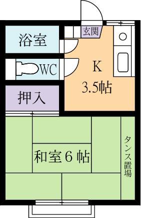 メゾン千代田(1K/1階)の間取り写真
