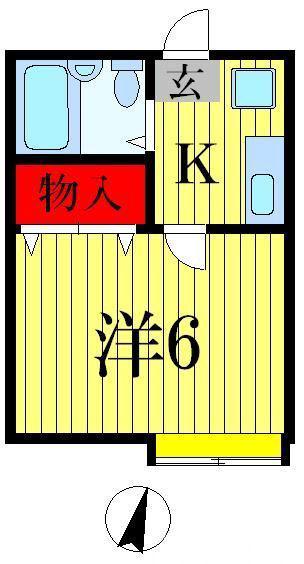 パティオ稔台(1K/2階)の間取り写真