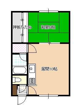 ハイツたかはし(1LDK/2階)の間取り写真