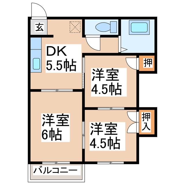 コーポサンリッチI(3DK/2階)の間取り写真
