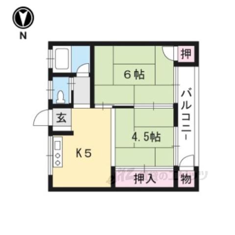 ブルーコート西野山(2DK/1階)の間取り写真