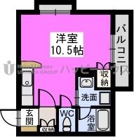 パルメゾン二日市弐番館(ワンルーム/1階)の間取り写真