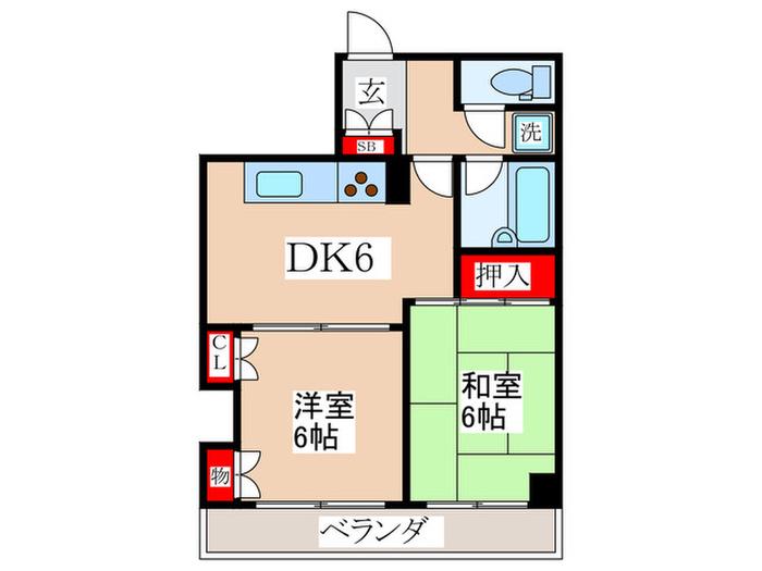 ソフトタウン板橋区役所前(2DK/9階)の間取り写真