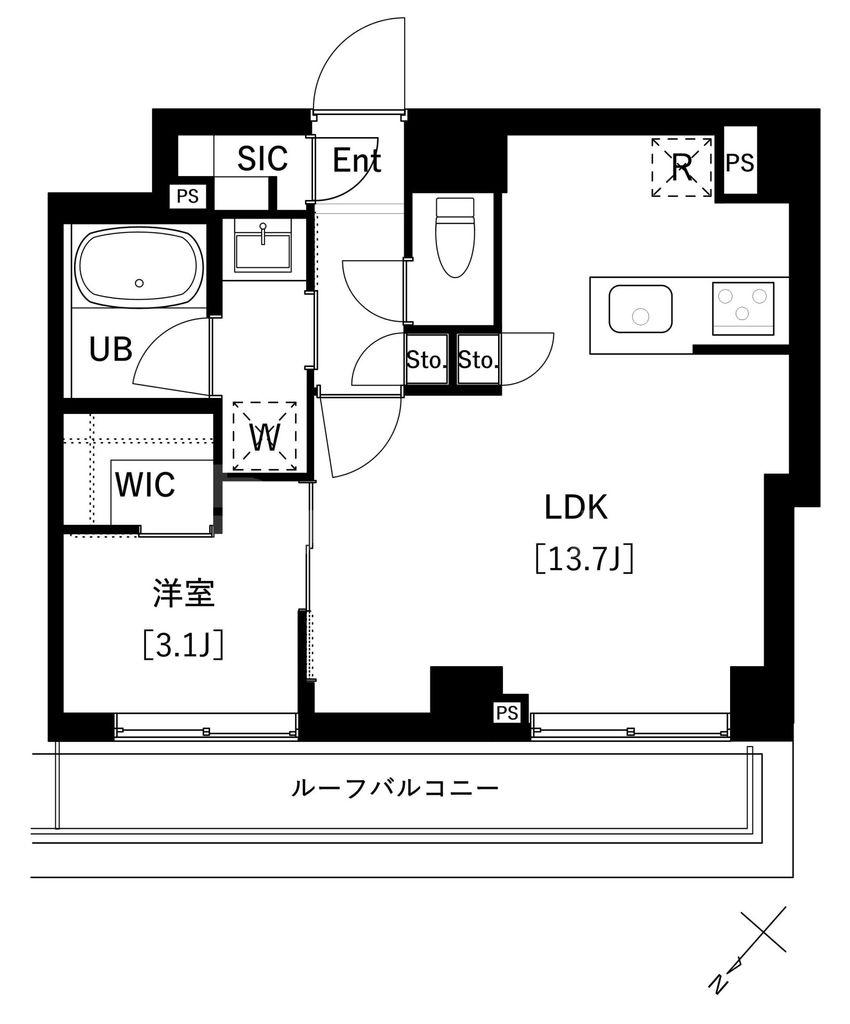 ARKMARK上池袋(1LDK/7階)の間取り写真