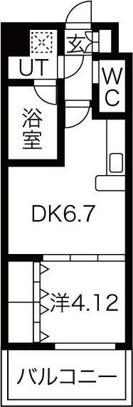 CHOEI65プレジオ中津(1DK/10階)の間取り写真