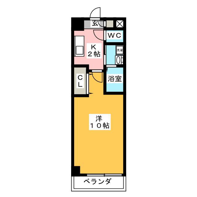 中洲サン・アルティア(1K/1階)の間取り写真
