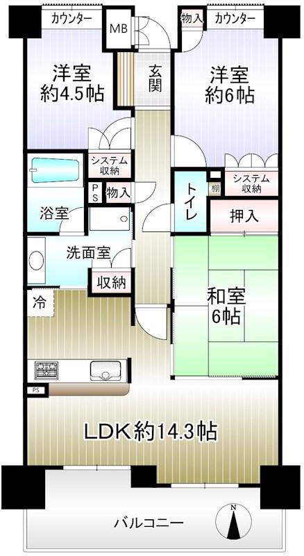パークシティ泉ヶ丘(3LDK/4階)の間取り写真