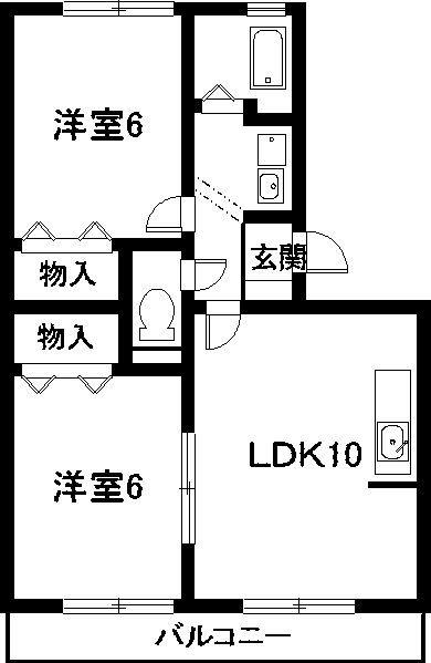 リヴェール後田 A棟(2LDK/3階)の間取り写真