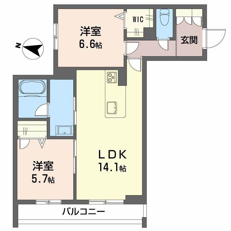 JR山陽本線 新倉敷駅 徒歩7分 3階建 新築(2LDK/3階)の間取り写真