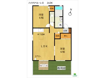 ハイツリベルーレII(2LDK/1階)の間取り写真