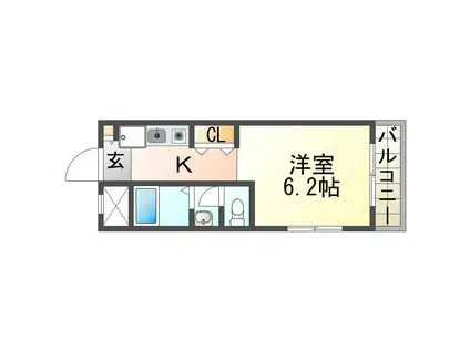 アンボワーズ武庫川(1K/4階)の間取り写真