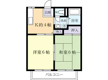 スカイハイツC(2K/2階)の間取り写真