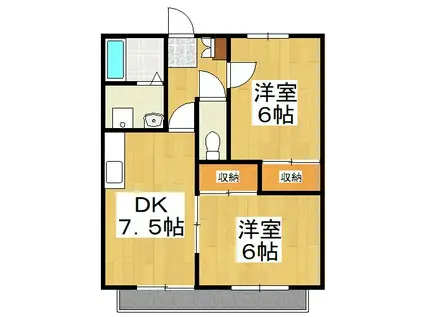 サンセール(2DK/2階)の間取り写真