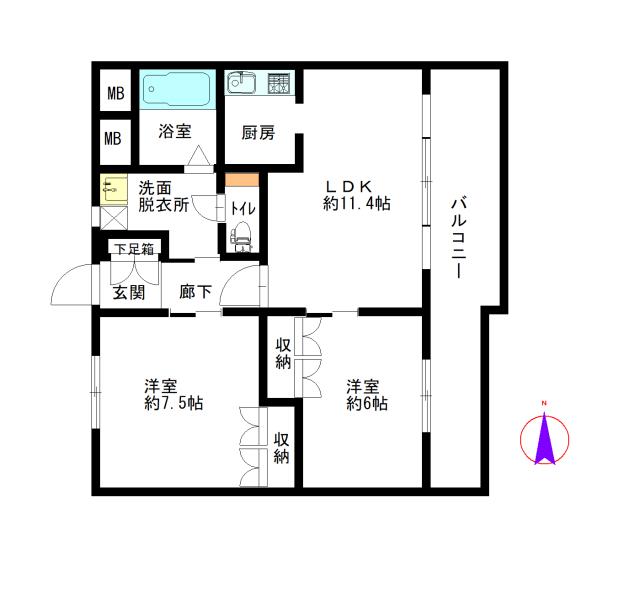 オーベルジュもみの樹(2LDK/2階)の間取り写真