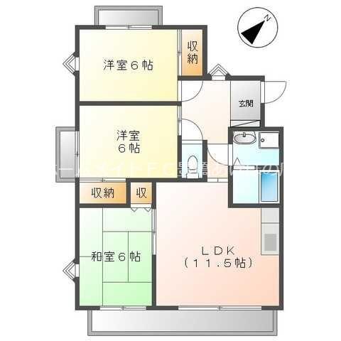 セレーブル春日(3LDK/1階)の間取り写真