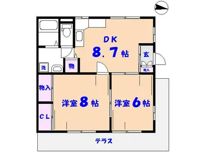 アイコーポ矢切(2DK/1階)の間取り写真