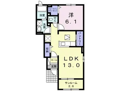 OHANA II(1LDK/1階)の間取り写真