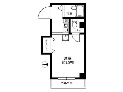 キャタデイマンション上野入谷(ワンルーム/6階)の間取り写真