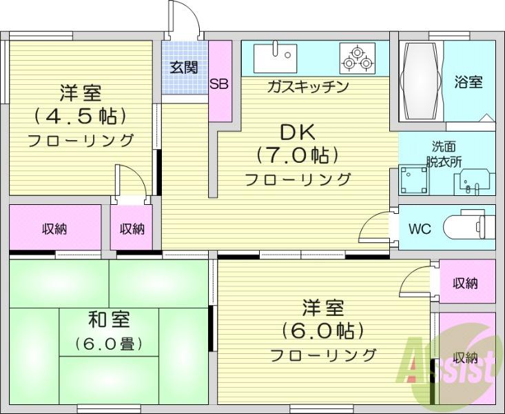 コープ針生B(3DK/2階)の間取り写真