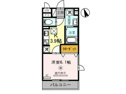 カーサ・フェリーチェ平田(1K/1階)の間取り写真